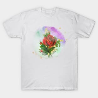 Roses Lily Of The Valley Watercolor Floral T-Shirt